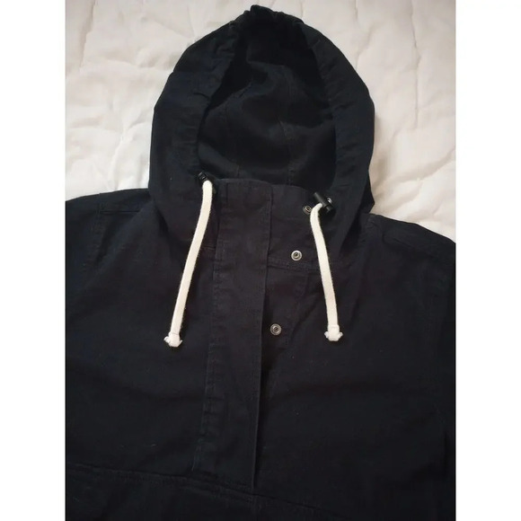 THE NORTH FACE Denim Jacket Women's Size XS Black Hooded Pullover Hoodie - Picture 3 of 13